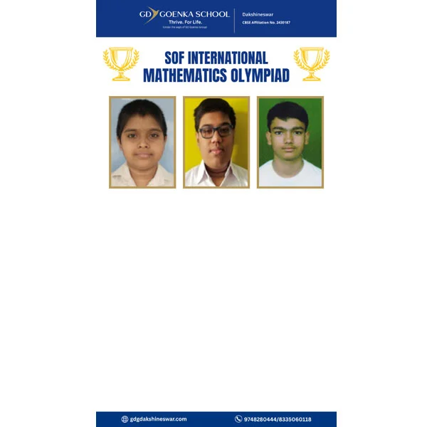 SOF Olympiad international rank holder from GD Goenka CBSE school in North Kolkata