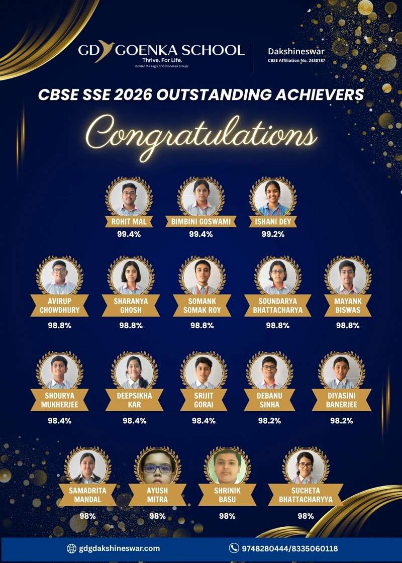 JEE Mains 2026 results popup - GD Goenka CBSE school in North Kolkata