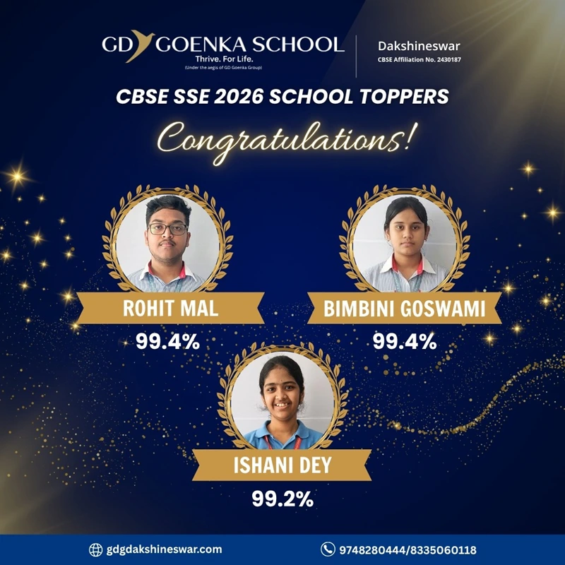 Class X 2025-2026 results popup - GD Goenka CBSE school in North Kolkata